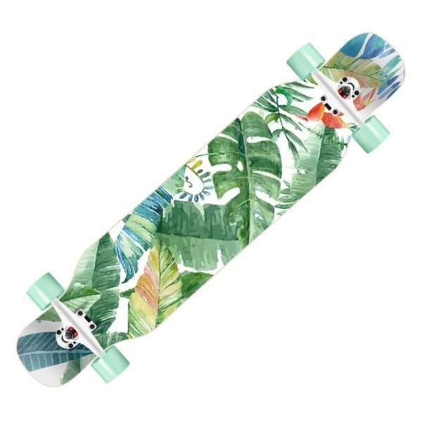 Banana Leaves longboard 110cm maple deck ABEC-11 bearings cruiser for beginners – Groveride