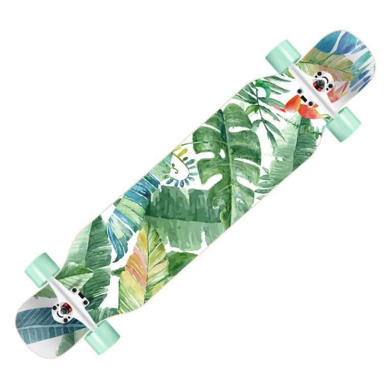 Banana Leaves longboard 110cm maple deck ABEC-11 bearings cruiser for beginners – Groveride