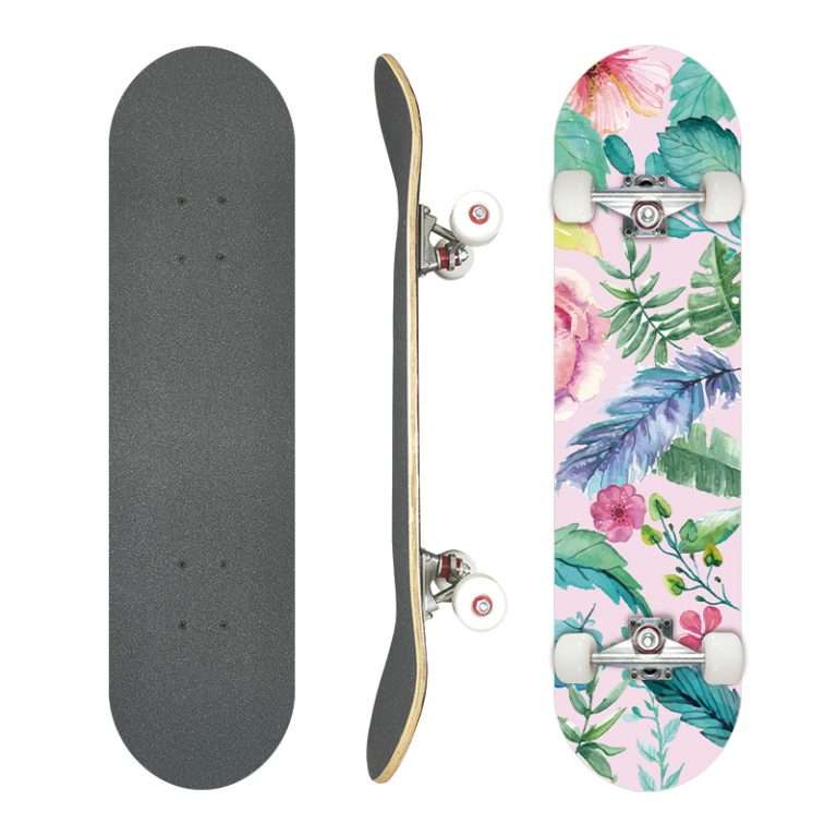 Green Leaves land surf skateboard 72cm botanical print cruiser for beginners – Groveride