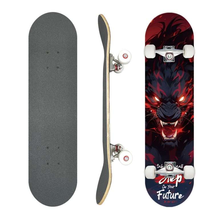 Lion wild graphic skateboard 79cm double kick maple deck street board – Groveride