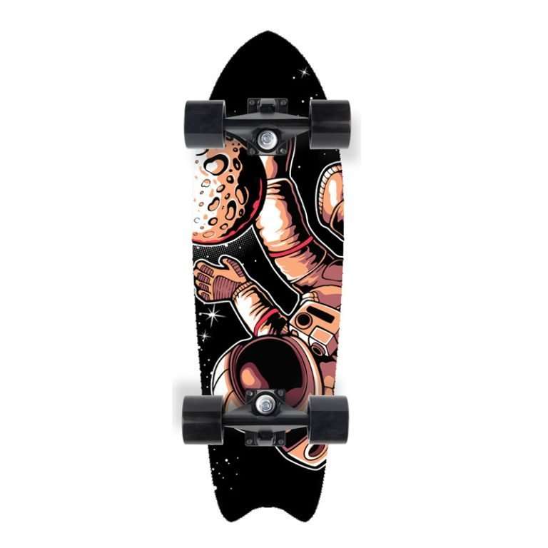 Astronaut print land surf skateboard 72cm cruiser for kids and adults – Groveride