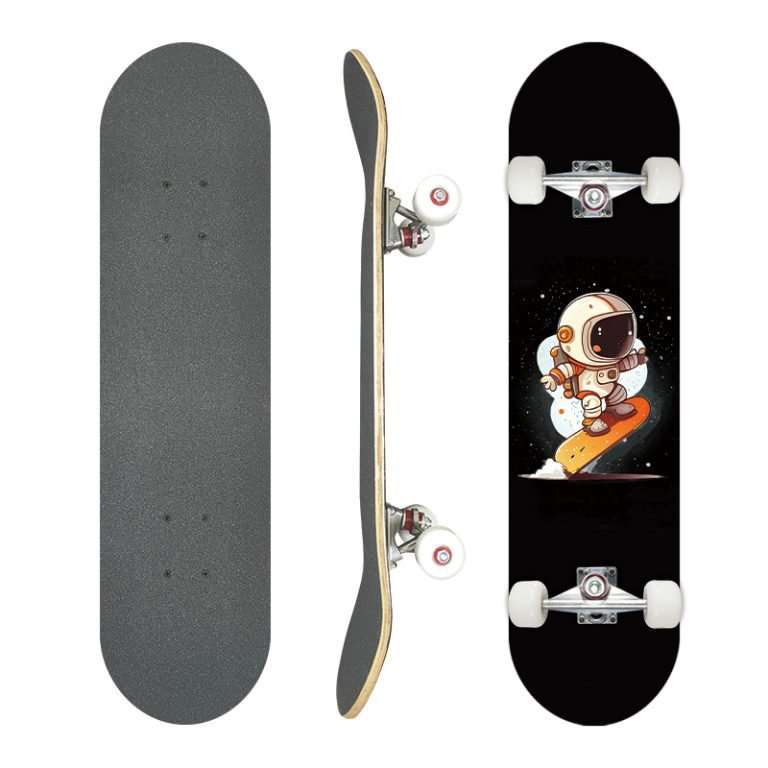 Astronaut print skateboard 79cm double kick maple deck street board for beginners – Groveride