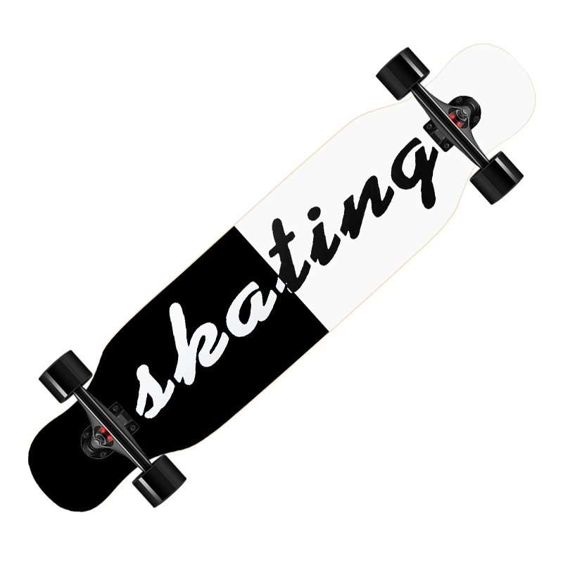 Black and White longboard 110cm double kick maple deck cruiser for beginners – Groveride