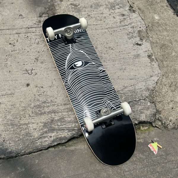 Black White Stripes skateboard 79cm double kick maple deck for street tricks – Groveride