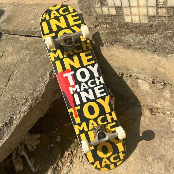 Black Yellow Letters skateboard 79cm double kick maple deck street board – Groveride