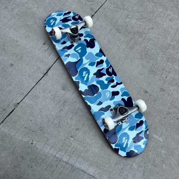 Blue Camouflage skateboard 79cm double kick maple deck street board for teens – Groveride