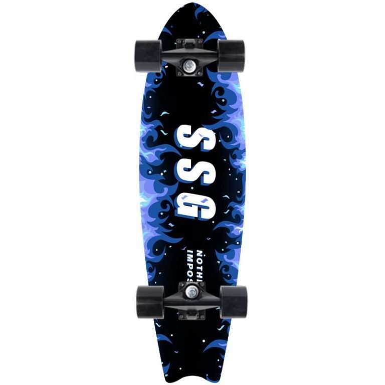 Blue Fire land surf skateboard 72cm cruiser for kids and adults, soft wheels – Groveride