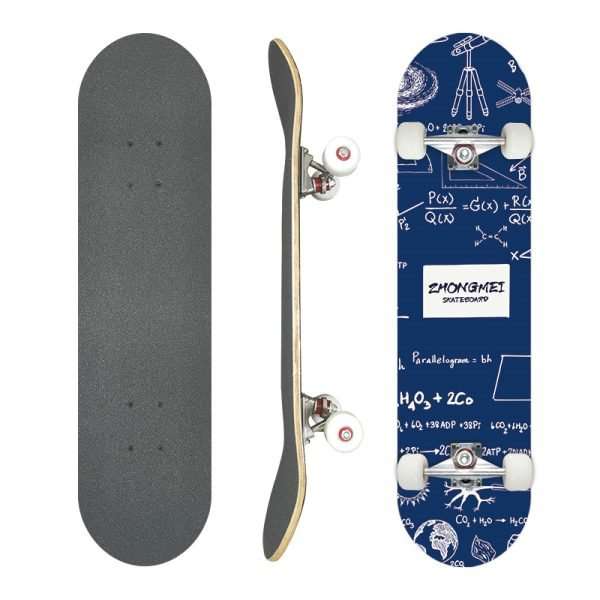Equation math graphic skateboard 79cm double kick maple deck street board – Groveride