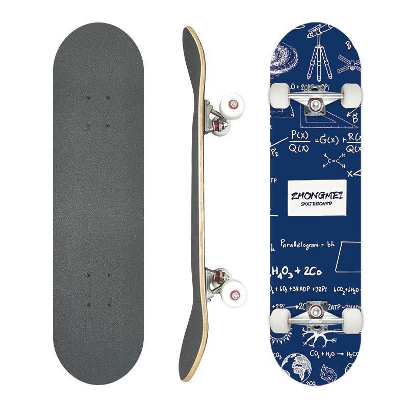 Equation math graphic skateboard 79cm double kick maple deck street board – Groveride