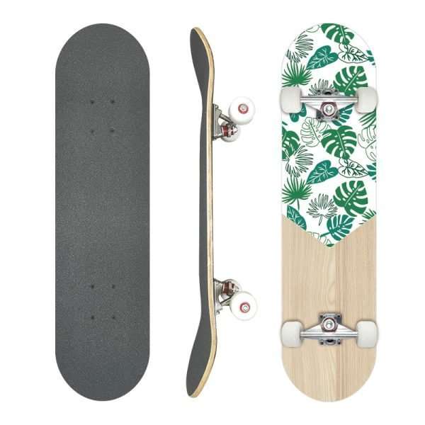 Green Leaves land surf skateboard 72cm botanical print cruiser for beginners – Groveride