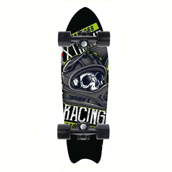 Skull graphic land surf skateboard 72cm street cruiser for teens – Groveride